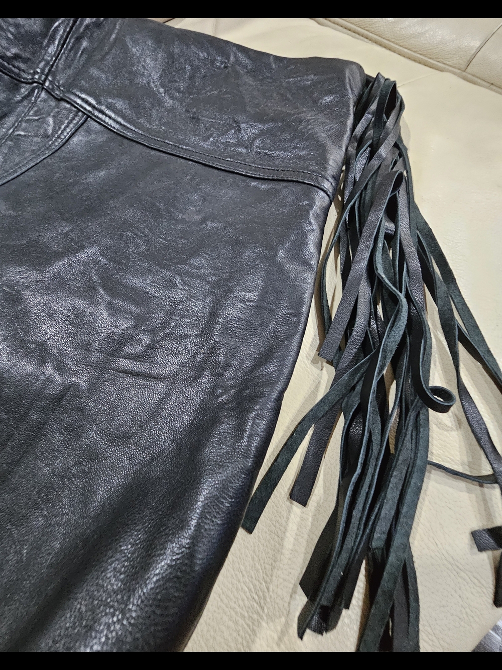 AllSaints Black Leather Fringe Jacket - Women's